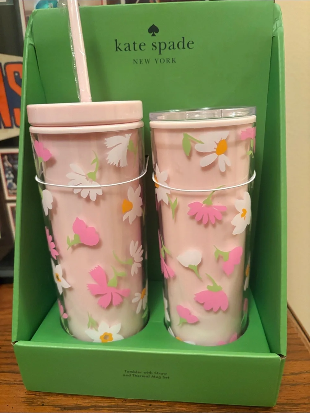 kate spade Pink Floral Double Tumbler Set